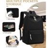 Attop Teen Girls School Backpack Women Laptop Backpack College Book Bag Middle School Travel Work Commuter Backpack (Black) - 2 of 4