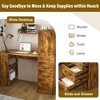 KTMBDW Computer Desk with 3 Drawers and 4-Tier Storage Shelves, Farmhouse Desk with 4-in-1 Socket for Home Office, Study, Bedroom, Brown - 3 of 4