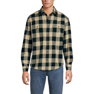 Lands' End Men's Long Sleeve RainDefense Flannel Shirt - 1 of 4