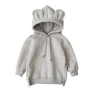 MyKids-Usa Baby Solid Color Animal Ear Patch Design Autumn Hoodie - 1 of 4