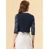 INSPIRE CHIC Women's Work Floral 3/4 Lace Trim Sleeves Open Front Bolero Shrug - 4 of 4