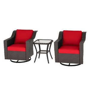 UPTION Outdoor Swivel Rocking Chair With Side Table - 1 of 4