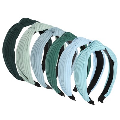 Unique Bargains Girl's Knotted Headband Green Blue 1.18" Wide 6 Pcs