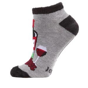 Memoi Women's You Had Me At Merlot Low-Cut Non-Skid Socks Med Gray Heather 9-11 - 1 of 4