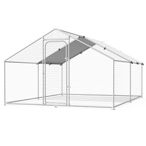 XBRIGH Large Metal Chicken Coop Walk-in Poultry Cage Chicken Run Pen Duck House with Waterproof and Anti-Ultraviolet for Outdoor Farm Use Spire Roof - 1 of 4