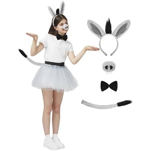 SYNCFUN Halloween Costume Accessory Set 4 Pieces Grey Donkey for Adults and Kids, Donkey Ears Headband, Halloween Animal Cosplay - 1 of 4