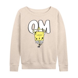 Women's - SpongeBob SquarePants - Yoga Pose Lightweight French Terry Wide Neck Long Sleeve Shirt - 1 of 4