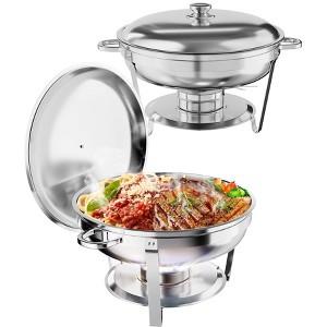 5QT Chafing Dish Buffet Set, Food Warmers and Servers, Stainless Steel Chafer with Lid, Frame & Fuel Holder for Catering, Parties, Festivals - 1 of 4