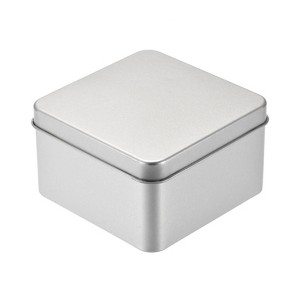Unique Bargains Home Tinplate Sturdy Durable Portable Storage Box with Lids Silver Tone - 1 of 3