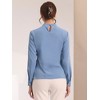 Allegra K Women's Elegant Stand Collar Long Sleeve Button Decor Office Blouse - 3 of 4