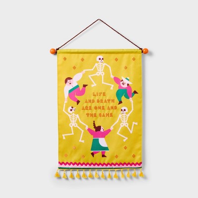 Día de Muertos 19" Reversible Wall Banner Yellow/Orange