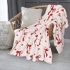 Cute Red Bow Throw Blanket,Red Bow Flannel Throw Blankets Gifts for Women Girls,Aesthetic Preppy Bowknot Coquette Warm Blanket Room Decor. - 2 of 4