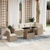 vidaXL 7 Piece Patio Sofa Set with Cushions - Beige and Cream Poly Rattan - 2 of 4