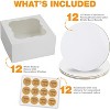 12-Pack 10 inch Cake Box with Boards and Stickers, White Cake Boxes with Window - 2 of 4