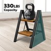 Itopfox 2 Step Ladder, Aluminum Lightweight Folding Stool with Anti-Slip Wide Pedal, 330lbs Capacity for Household, Kitchen, Office - Black Woodgrain - 3 of 4