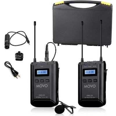 Movo WMX-20 48-Channel UHF Wireless Lavalier Microphone System Compatible with DSLR Cameras