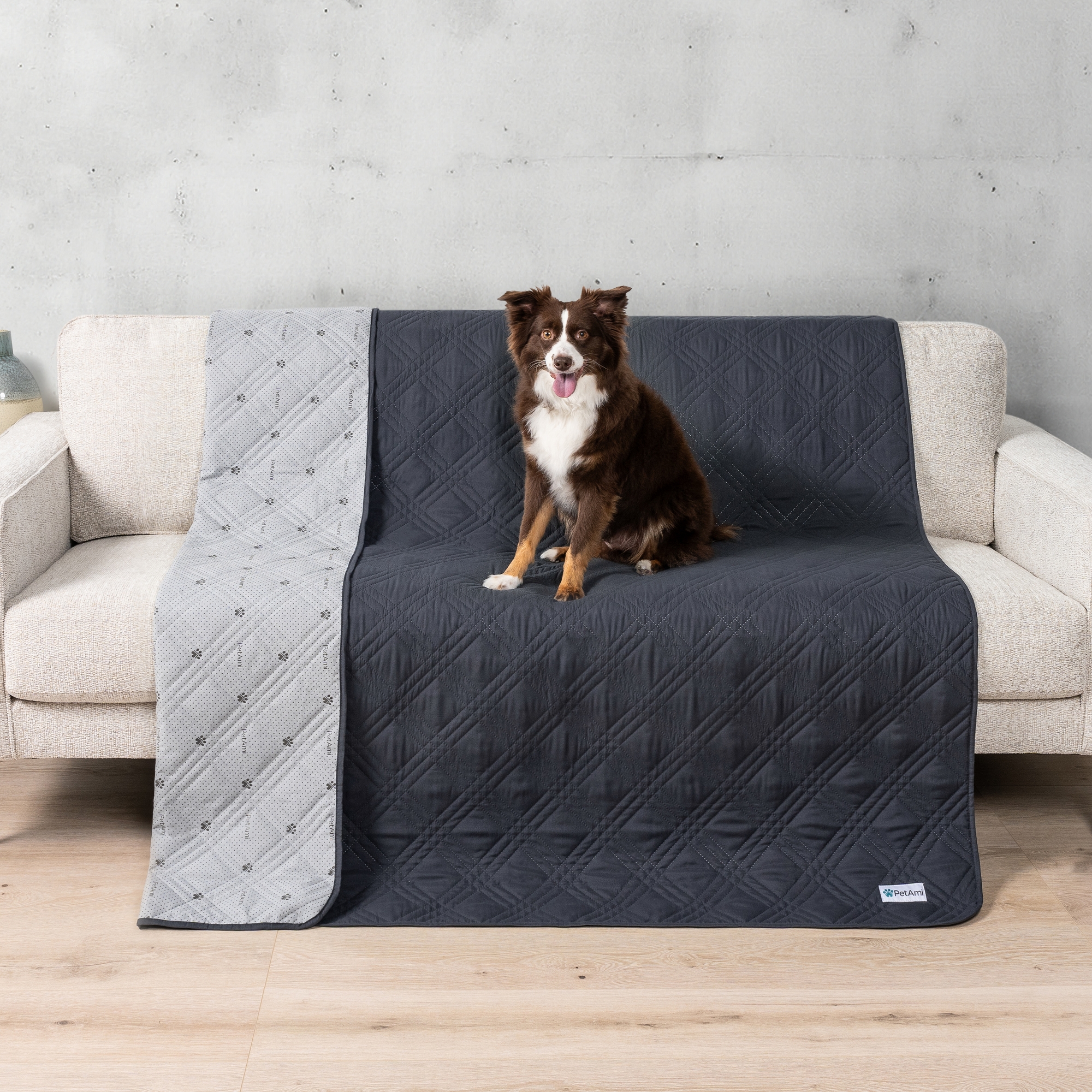 PetAmi Waterproof Dog Bed Couch Cover, Pet Cats Sofa Furniture Protector, Anti-Slip Soft Washable Blanket (Gray, Medium 52 x 82 Inches)