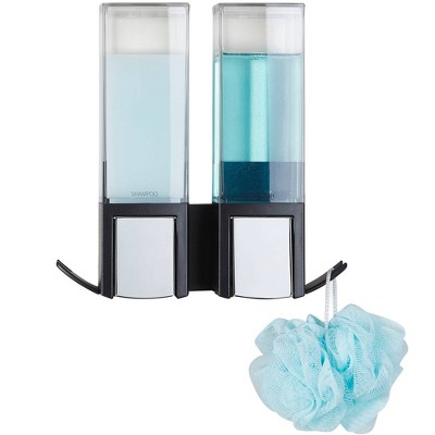 CLEVER Black Double Shower Dispenser with Hooks
