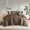 2 Piece Luxe Microsuede, Pieced Design Color Block Stripes Bedding Comforter Sets, Winter Soft Brushed Microfiber Reverse, Matching Sham - 2 of 4