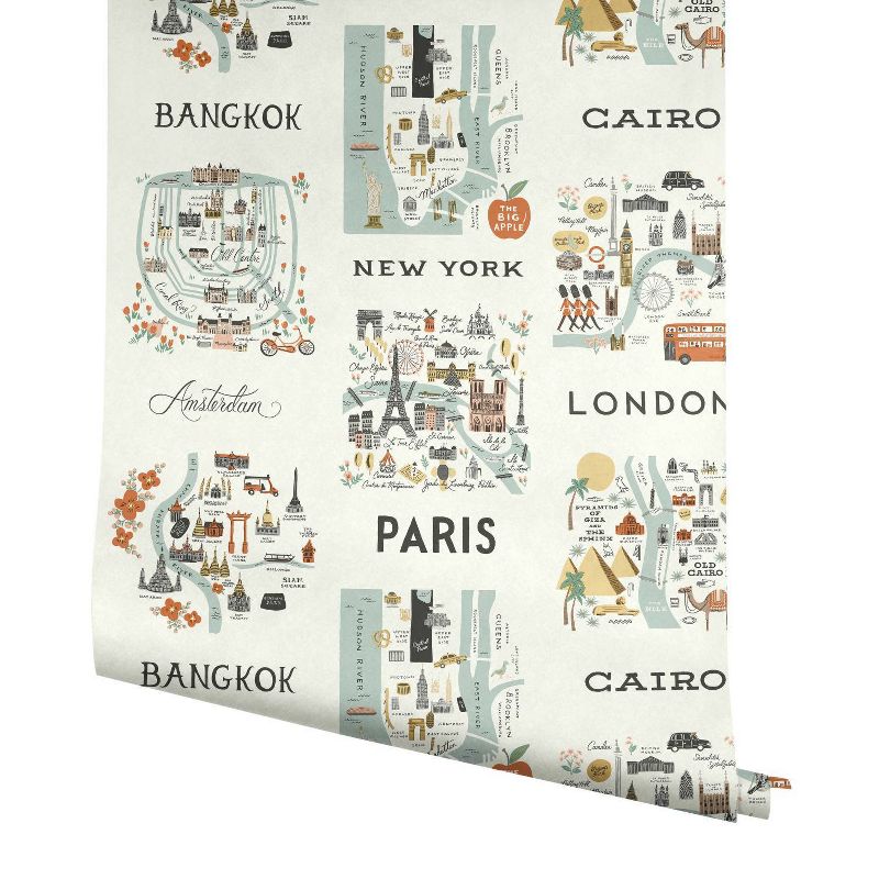 Rifle Paper Co. City Maps Peel and Stick Wallpaper Mint, 4 of 6