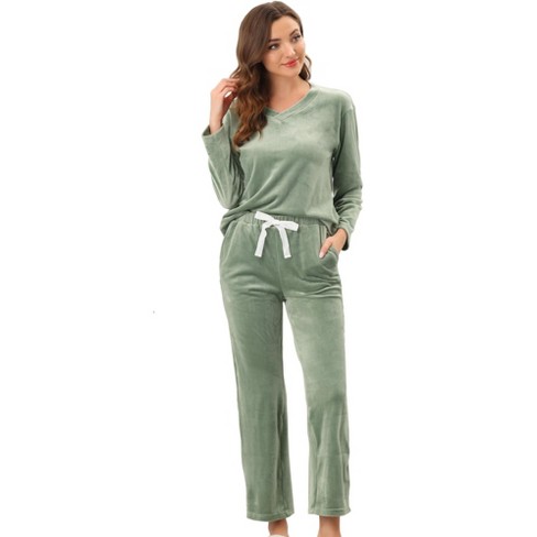 Sykooria Flannel Pajamas Women Set Pjs 2 Piece Velour Tracksuit Sweatsuit  Set Straight Leg Grey L at  Women's Clothing store