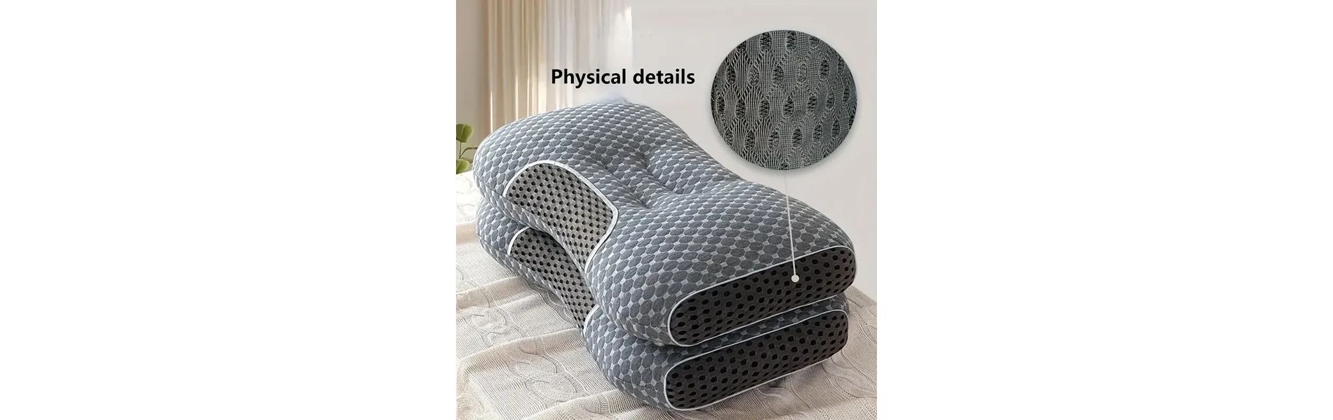 2 Pack Ergonomic Pillow, 3D Knitted Cotton Massage Pillow for Cervical Vertebrae - Sleep Health Care for Adults | Shoulder Pain Pillow