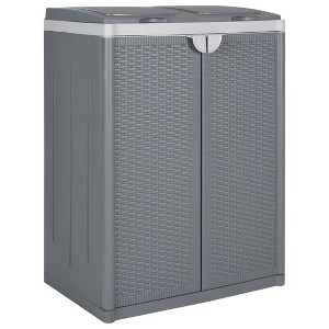 vidaXL Trash Bin with 2 Doors Gray 25.6"x17.7"x34.6" PP - 1 of 4