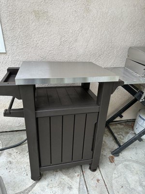 Keter Unity Portable 40 Gal Stainless Steel Outdoor Table With Storage ...