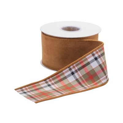 Burnt Orange Polyester Wired Ribbon (Set of 2)