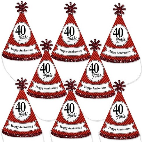 Big Dot of Happiness We Still Do - 40th Wedding Anniversary - Mini Cone Anniversary Party Hats - Small Little Party Hats - Set of 8 - image 1 of 4