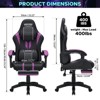 Hoffree Extra Large Massage Gaming Chair Ergonomic Office Chair with Bluetooth Speaker & RGB Light Purple Black - image 3 of 4