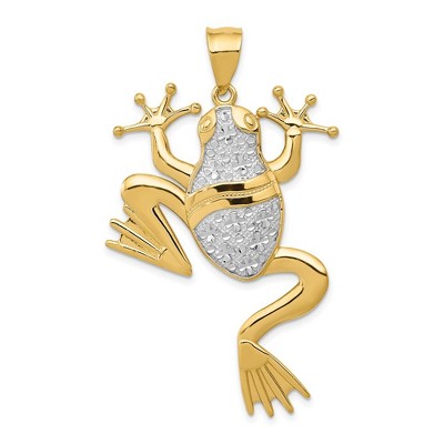 Black Bow Jewelry 14k Yellow Gold & White Rhodium Large Diamond Cut Frog Pendant