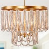 Bella Depot 4-Light Gold Chandelier Wood Bead Ceiling Light Adjustable Pendant Light - 4 of 4