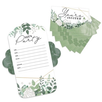 Big Dot of Happiness Boho Botanical - Fill-In Cards - Greenery Party Fold and Send Invitations - Set of 8