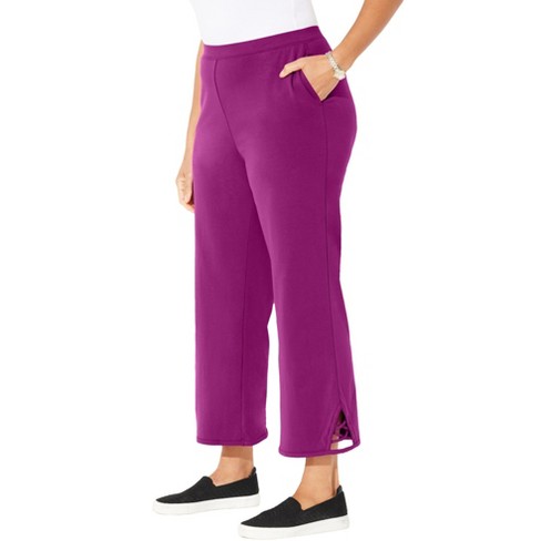 Catherines Women's Plus Size Suprema Wide Leg Ankle Pant - 2x, Berry ...