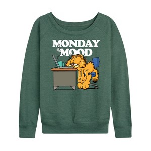 Women's - Garfield - Monday Mood Lightweight French Terry Wide Neck Long Sleeve Graphic Shirt - 1 of 4