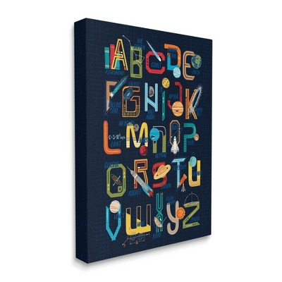 Stupell Industries Retro Outer Space Alphabet Blueprint Letter Chart