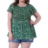 Agnes Orinda Women's Plus Size Chiffon Smock Waist Ditsy Floral Peplum Casual Blouses - 2 of 4