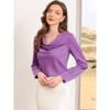 INSPIRE CHIC Women's Cowl Neck Long Lantern Sleeve Soft Fabric Solid Color Blouses - 4 of 4