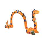 HearthSong 7-Foot Wide Mister Monster Orange Inflatable Water Play Sprinkler for Kids with Two Spray Points and Water-Weighted Bases