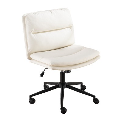GlasFlength Task and Office Chairs Modern Criss Cross Swivel Chair with Adjustable Height for Home Office, White, 25.5"*24.5"*20.9"