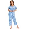 Collections Etc Lace Trim Floral Print 2-Piece Capri Pajama Set - 2 of 4