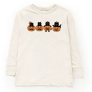 Four Black Cats Pumpkins - Toddler Long Sleeve Graphic Tee and Youth Long Sleeve Graphic T-Shirt - 1 of 3