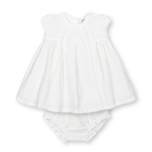 Hope & Henry Baby Short Sleeve Special Occasion Linen Pintuck Dress, Infant - 1 of 4