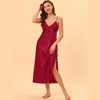 cheibear Women's Spaghetti Strap Nightdress Cami Satin Pajama Dress - 2 of 4