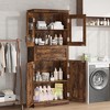 67" Tall Bathroom Storage Cabinet with Glass Doors, Adjustable Shelves, Drawer, Modern Freestanding Pantry Cupboard - 4 of 4