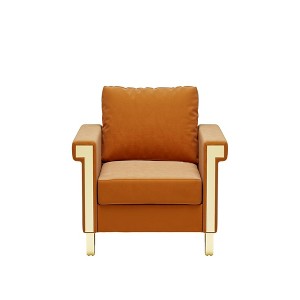 TiramisuBest Charcoal Fabric Club Chair,Contemporary Armchair with Waterfall Back & Rubberwood Legs - 1 of 4
