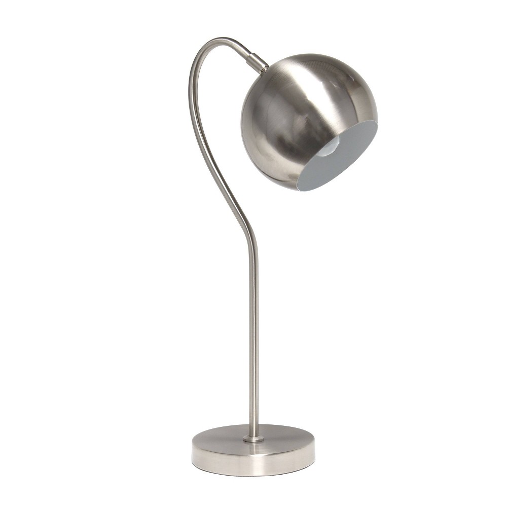 Photos - Floodlight / Street Light Mid-Century Curved Table Lamp with Dome Shade Brushed Nickel - Lalia Home