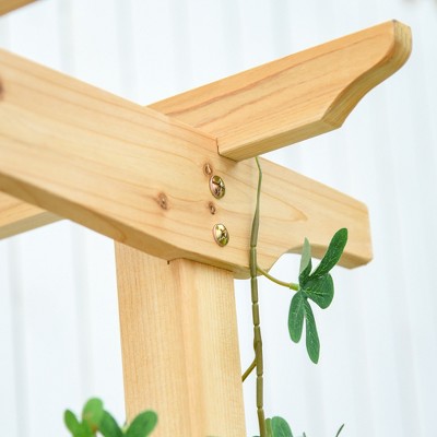 Natural Fir Wood Garden Arbor Arch with Bench for Climbing Plants