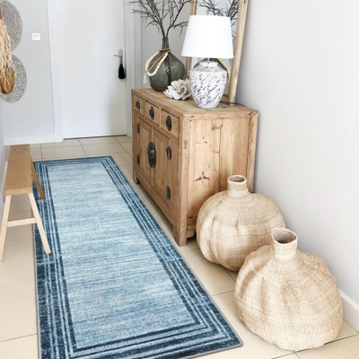 Lahome Loop Border Gradient Style Short Pile Velvet Rectangular Indoor Area Rug